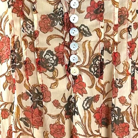 Free People See It Through Dress in Tea Combo Size Large Bohemian Boho Floral - Picture 10 of 16